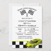 Gelbes Rennwagen | Einladung von Kindergeburtstag (Vorderseite)