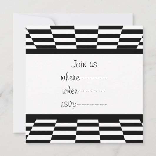 Gelbes Rennwagen mit Checkbox Einladung (Rückseite)