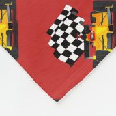 Gelbes Rennwagen mit Checkbox Fleecedecke (Ecke)