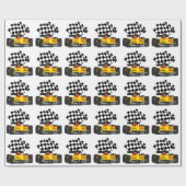 Gelbes Rennwagen mit Checkbox Geschenkpapier (Flach)