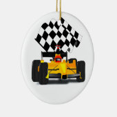 Gelbes Rennwagen mit Checkbox Ornament Aus Metall (Rechts)