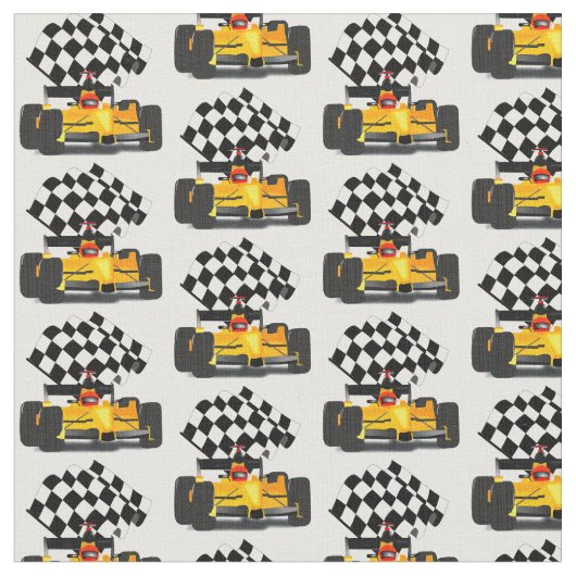 Gelbes Rennwagen mit Checkbox Stoff (Nahaufnahme)