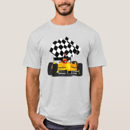 Gelbes Rennwagen mit Checkbox T-Shirt