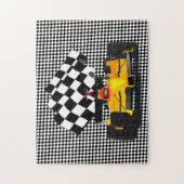 Gelbes Rennwagen mit Schachtel-Jigsaw-Puzzle Puzzle (Vertikal)