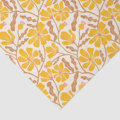 Gelbes Retro-Blumenmuster Seidenpapier (Ausschnitt)