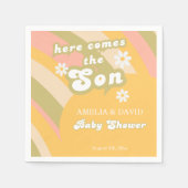 Gelbes Retro Boy Dusche Daisy Party Serviette (Vorderseite)