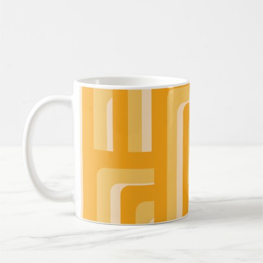 Gelbes Retro geometrisches Muster Kaffeetasse (Links)
