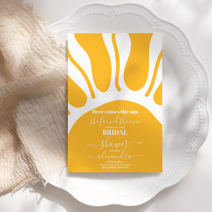 Gelbes Retro hier kommt das Sun-Brautparty Einladung