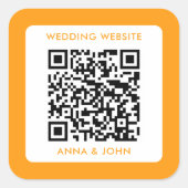 gelbes Retro moderner minimalistischer Hochzeitsst Quadratischer Aufkleber (Vorderseite)