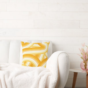 Gelbes Retro-Regenbogenmuster Kissen