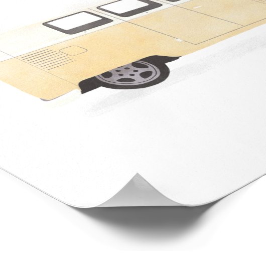 Gelbes Retro Van Kinderzimmer Dekor Poster (Ecke)