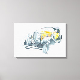 Gelbes Retro-Vintage-Auto. Leinwanddruck