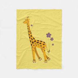 Gelbes Rollen-Skaten-lustige Cartoon-Giraffe Fleecedecke