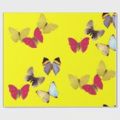 Gelbes rosa blaues Schmetterlingspapier Geschenkpapier (Flach)