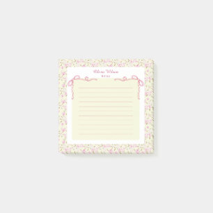 Gelbes Rosa Florales Coquette-Band mit individuell Post-it Klebezettel