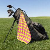 Gelbes Rosa Muster für das Diamant-Schachbrett Golfhandtuch (Gras)