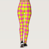 Gelbes Rosa Muster für das Diamant-Schachbrett Leggings (Rückseite)