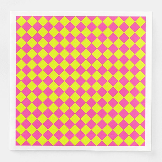 Gelbes Rosa Muster für das Diamant-Schachbrett Serviette (Vorderseite)
