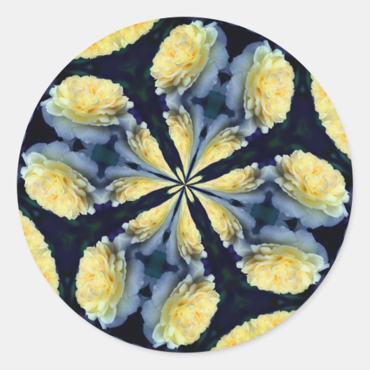 Gelbes Rose Abstrakte Blume Art Runder Aufkleber (Vorderseite)