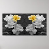 Gelbes Rose Cluster Teilfarbspiegel Abstrakt Poster (Vorne)