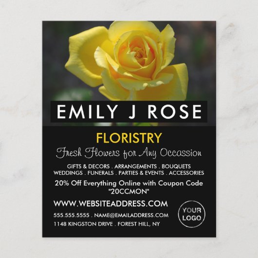Gelbes Rose, floristrische Werbung Flyer (Vorne)