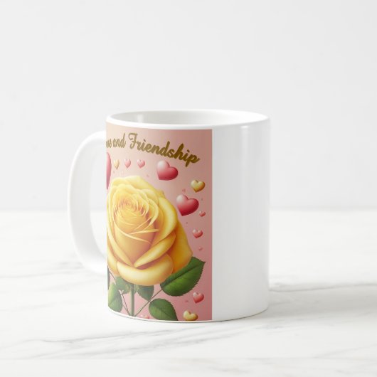 Gelbes Rose - Liebe und Freundschaft Tasse (Vorderseite Links)
