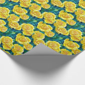 Gelbes Rose Muster Geschenkpapier (Ecke)