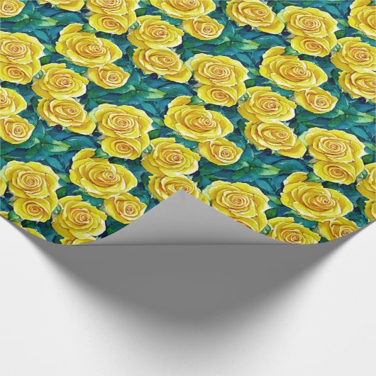 Gelbes Rose Muster Geschenkpapier (Ecke)