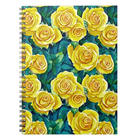 Gelbes Rose Muster Notizblock (Vorderseite)