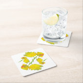 Gelbes Rose. Rechteckiger Pappuntersetzer (Vor Ort)