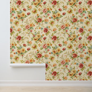 Gelbes Rosen-Blumen-Wandtapetenmuster-Design-Dekor Tapete