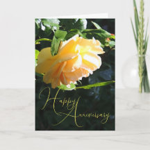 Gelbes Rosen-Script Glückliches Hochzeitstag-Karte