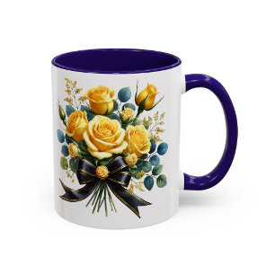 Gelbes Rosenbouquet Tasse Elegantes Blumengeschenk