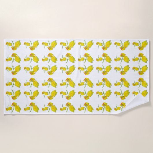 Gelbes Rosengewebe. Strandtuch (Vorderseite)