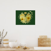 Gelbes Rosenherz auf grünem Poster (Küche)