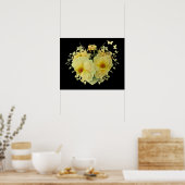 Gelbes Rosenherz auf schwarzem Poster (Küche)