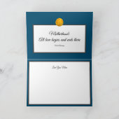 Gelbes Rosenmuster auf blauem Foto Feiertagskarte (Innenseite)