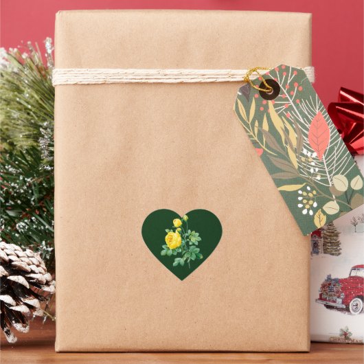 Gelbes Rost und Rosenknospe Herz-Aufkleber (Feiertag)
