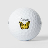 Gelbes Schmetterlingsdesign Golfball (Vorderseite)