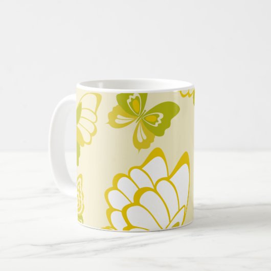 Gelbes Schmetterlingsmuster Kaffeetasse (Vorderseite Links)