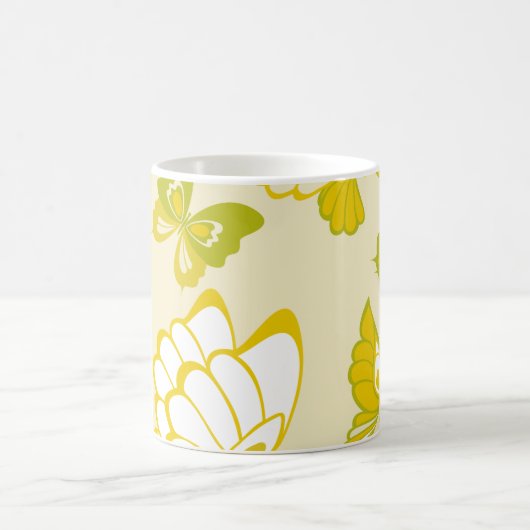 Gelbes Schmetterlingsmuster Kaffeetasse (Mittel)