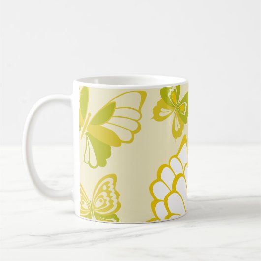 Gelbes Schmetterlingsmuster Kaffeetasse (Links)