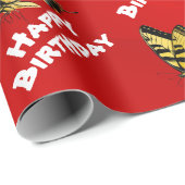 Gelbes Schmetterlingspapier Geschenkpapier (Rolleneckpunkt)