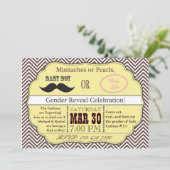 Gelbes Schnurrbart-oder Perlen-Geschlecht decken Einladung (Stehend Vorderseite)