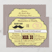 Gelbes Schnurrbart-oder Perlen-Geschlecht decken Einladung (Vorne/Hinten)