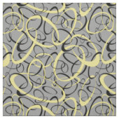 Gelbes Schwarz auf grauem Retro-Oval-Muster Stoff (Muster)