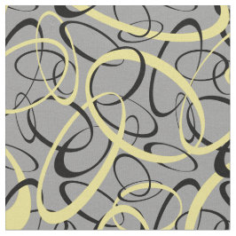 Gelbes Schwarz auf grauem Retro-Oval-Muster Stoff