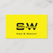 Gelbes Schwarz, Cool mit Monogramm und Foto Visitenkarte (Vorderseite)