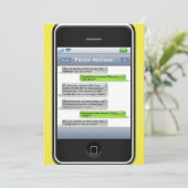 Gelbes/Schwarz-intelligentes Telefon-iParty Einladung (Stehend Vorderseite)