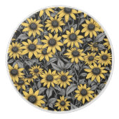 Gelbes schwarz-Mit Augen Susan-Blume-Muster Keramikknauf (Vorderseite)